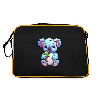 Koala Buntes Aquarell Cartoon Kawaii Tier - Retro Tasche - Schwarz/Gold - Hinten