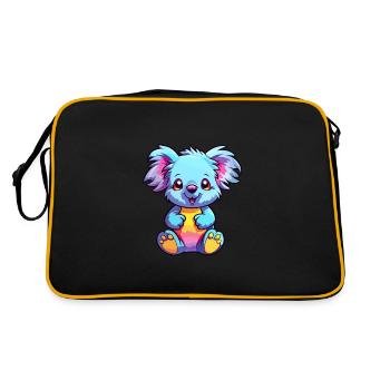 Koala Buntes Aquarell Cartoon Kawaii Tier - Retro Tasche - Schwarz/Gold - Hinten