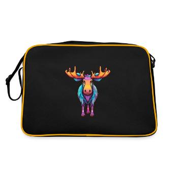 Moose Colorful Watercolor Cartoon Kawaii Animal - Retro Bag - black/gold - Back