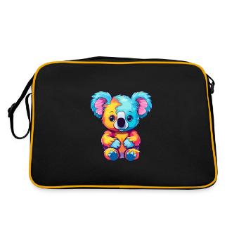 Koala Buntes Aquarell Cartoon Kawaii Tier - Retro Tasche - Schwarz/Gold - Hinten