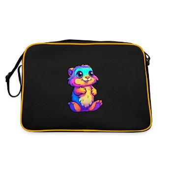 Gopher Colorful Watercolor Cartoon Kawaii Animal - Retro Bag - black/gold - Back