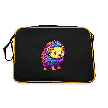 hérisson coloré aquarelle dessin animé Kawaii Animal - Sac Retro - noir/or - Dos