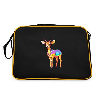 Impala Buntes Aquarell Cartoon Kawaii Tier - Retro Tasche - Schwarz/Gold - Hinten