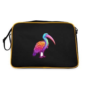 Ibis Colorful Watercolor Cartoon Kawaii Animal - Retro Bag - black/gold - Back