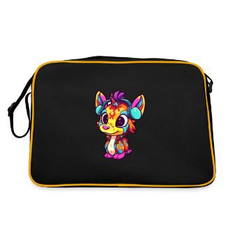 Bongo Buntes Aquarell Cartoon Kawaii Tier - Retro Tasche - Schwarz/Gold - Hinten