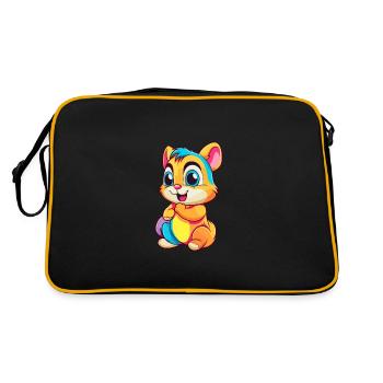 Chipmunk Colorful Watercolor Cartoon Kawaii Animal - Retro Bag - black/gold - Back