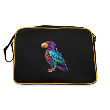 Crow Colorful Watercolor Cartoon Kawaii Animal - Retro Bag - black/gold - Back