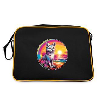 Aardwolf Aquarelle Colorée Dessin Animé Kawaii Animal - Sac Retro - noir/or - Dos