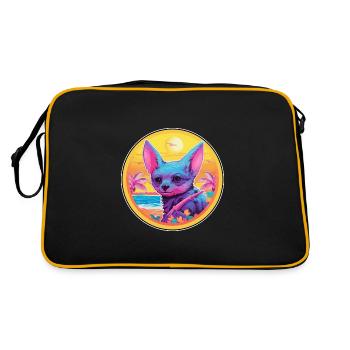 Chauve-souris Aquarelle colorée Dessin animé Kawaii Animal - Sac Retro - noir/or - Dos
