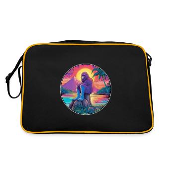 Big Foot Colorful Watercolor Cartoon Kawaii Animal - Retro Bag - black/gold - Back