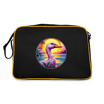Duck Colorful Watercolor Cartoon Kawaii Animal - Retro Bag - black/gold - Back