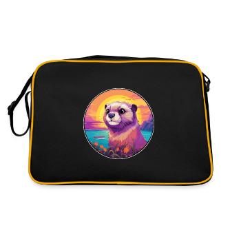 Gopher Colorful Watercolor Cartoon Kawaii Animal - Retro Bag - black/gold - Back