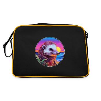 hérisson coloré aquarelle dessin animé Kawaii Animal - Sac Retro - noir/or - Dos