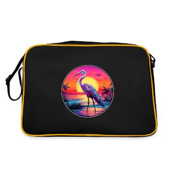 Ibis Colorful Watercolor Cartoon Kawaii Animal - Retro Bag - black/gold - Back