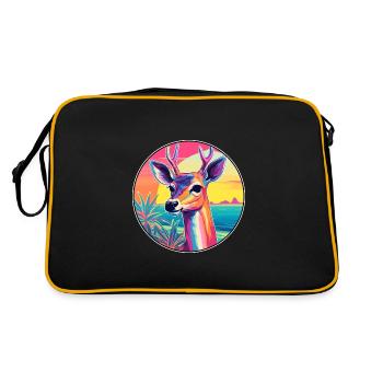 Impala Buntes Aquarell Cartoon Kawaii Tier - Retro Tasche - Schwarz/Gold - Hinten