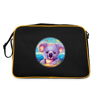 Koala Buntes Aquarell Cartoon Kawaii Tier - Retro Tasche - Schwarz/Gold - Hinten