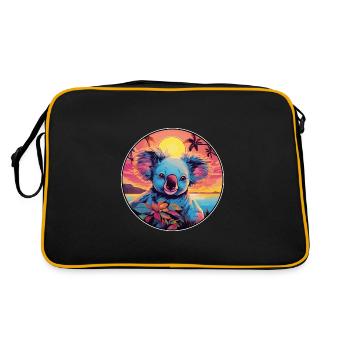 Koala Buntes Aquarell Cartoon Kawaii Tier - Retro Tasche - Schwarz/Gold - Hinten