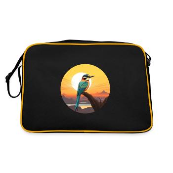 Bee Eater Colorful Watercolor Cartoon Kawaii Pet - Retro Bag - black/gold - Back