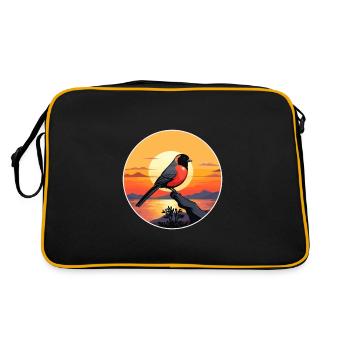 Bouvreuil coloré aquarelle dessin animé kawaii animal de compagnie - Sac Retro - noir/or - Dos
