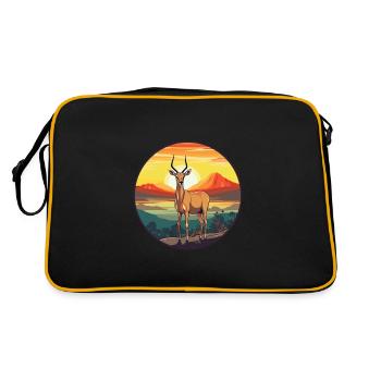Impala Buntes Aquarell Cartoon Kawaii Tier - Retro Tasche - Schwarz/Gold - Hinten