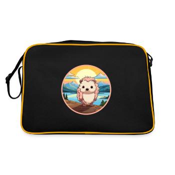Hérisson Aquarelle Colorée Dessin Animé Kawaii Animal - Sac Retro - noir/or - Dos