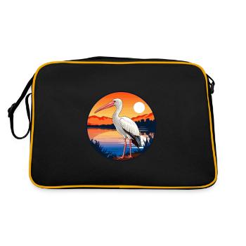 Ibis Colorful Watercolor Cartoon Kawaii Animal - Retro Bag - black/gold - Back