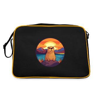 Gopher Colorful Watercolor Cartoon Kawaii Animal - Retro Bag - black/gold - Back