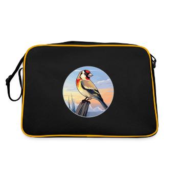 Chardonneret coloré aquarelle dessin animé Kawaii Pet - Sac Retro - noir/or - Dos