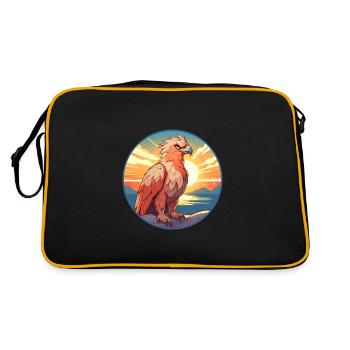 Griffin Colorful Watercolor Cartoon Kawaii Animal - Retro Bag - black/gold - Back