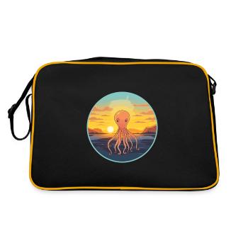 Squid Colorful Watercolor Cartoon Kawaii Animal - Retro Bag - black/gold - Back