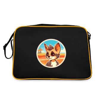 Aardwolf Aquarelle Cartoon Kawaii Clipart Animal - Sac Retro - noir/or - Dos