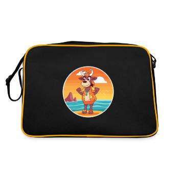 Bongo Watercolor Cartoon Kawaii Clipart Animal - Retro Bag - black/gold - Back