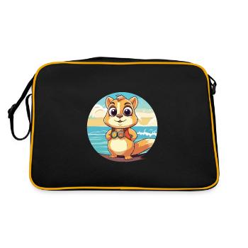 Chipmunk Watercolor Cartoon Kawaii Clipart Animal - Retro Bag - black/gold - Back