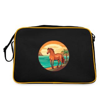 Cheval Aquarelle Dessin Animé Kawaii Clipart Animal - Sac Retro - noir/or - Dos