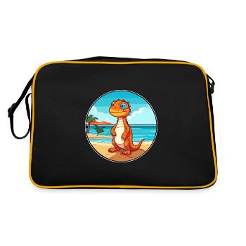 Lizard Watercolor Cartoon Kawaii Clipart Animal - Retro Bag - black/gold - Back