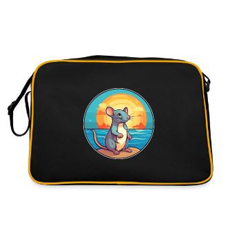Rat Watercolor Cartoon Kawaii Clipart Animal - Retro Bag - black/gold - Back