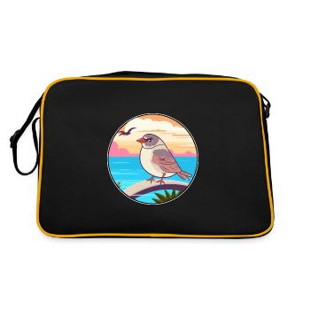 Sparrow Watercolor Cartoon Kawaii Clipart Animal - Retro Bag - black/gold - Back