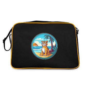 Tiger Watercolor Cartoon Kawaii Clipart Animal - Retro Bag - black/gold - Back