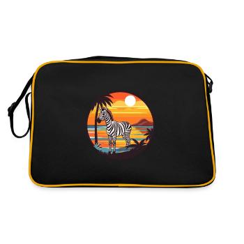 Zebra Watercolor Cartoon Kawaii Clipart Animal - Retro Bag - black/gold - Back
