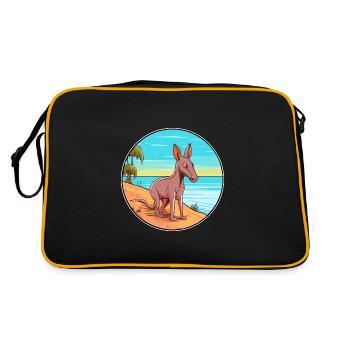 Aardvark aquarelle dessin animé Kawaii Clipart Animal - Sac Retro - noir/or - Dos