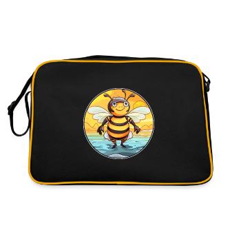 Bee Watercolor Cartoon Kawaii Clipart Animal - Retro Bag - black/gold - Back