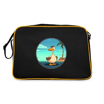 Duck Watercolor Cartoon Kawaii Clipart Animal - Retro Bag - black/gold - Back