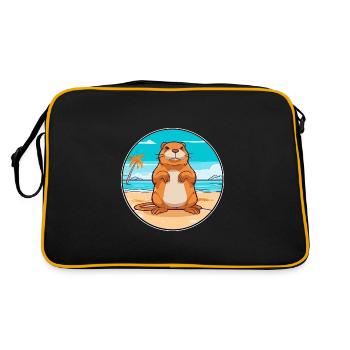 Gopher Watercolor Cartoon Kawaii Clipart Animal - Retro Bag - black/gold - Back