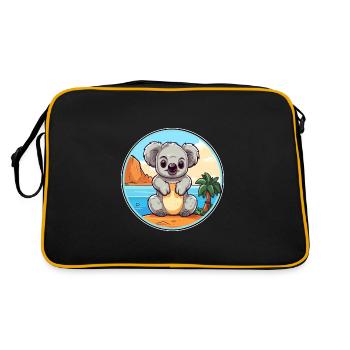 Koala Aquarell Cartoon Kawaii Clipart Tier - Retro Tasche - Schwarz/Gold - Hinten