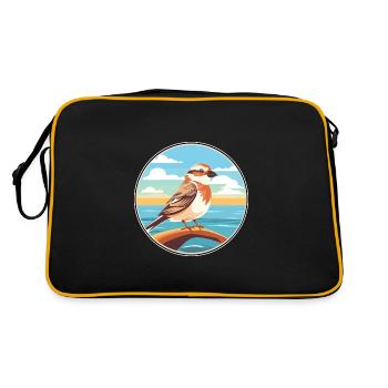 Sparrow Watercolor Cartoon Kawaii Clipart Animal - Retro Bag - black/gold - Back