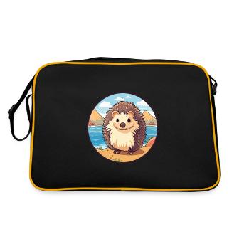 Hérisson aquarelle dessin animé Kawaii Clipart Animal - Sac Retro - noir/or - Dos