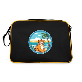 Tiger Watercolor Cartoon Kawaii Clipart Animal - Retro Bag - black/gold - Back