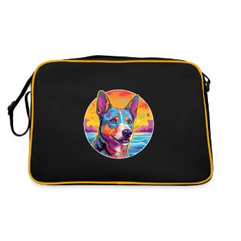 Race de chien de bétail australien Coloré Cartoon Eau - Sac Retro - noir/or - Dos