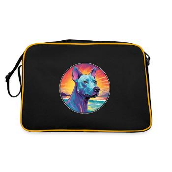 Blue Thai Ridgeback Dog Breed Colorful Cartoon Wat - Retro Bag - black/gold - Back