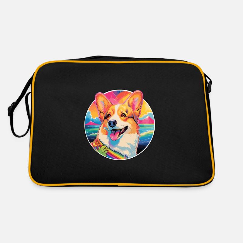 Corgi Hunderasse Bunte Karikatur Aquarell Retro Tasche